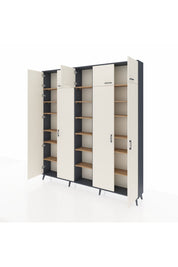 Arges Dolap 18 Raflı 9 Kapaklı 220x30x243 Antrasit-Aytaşı/Çam