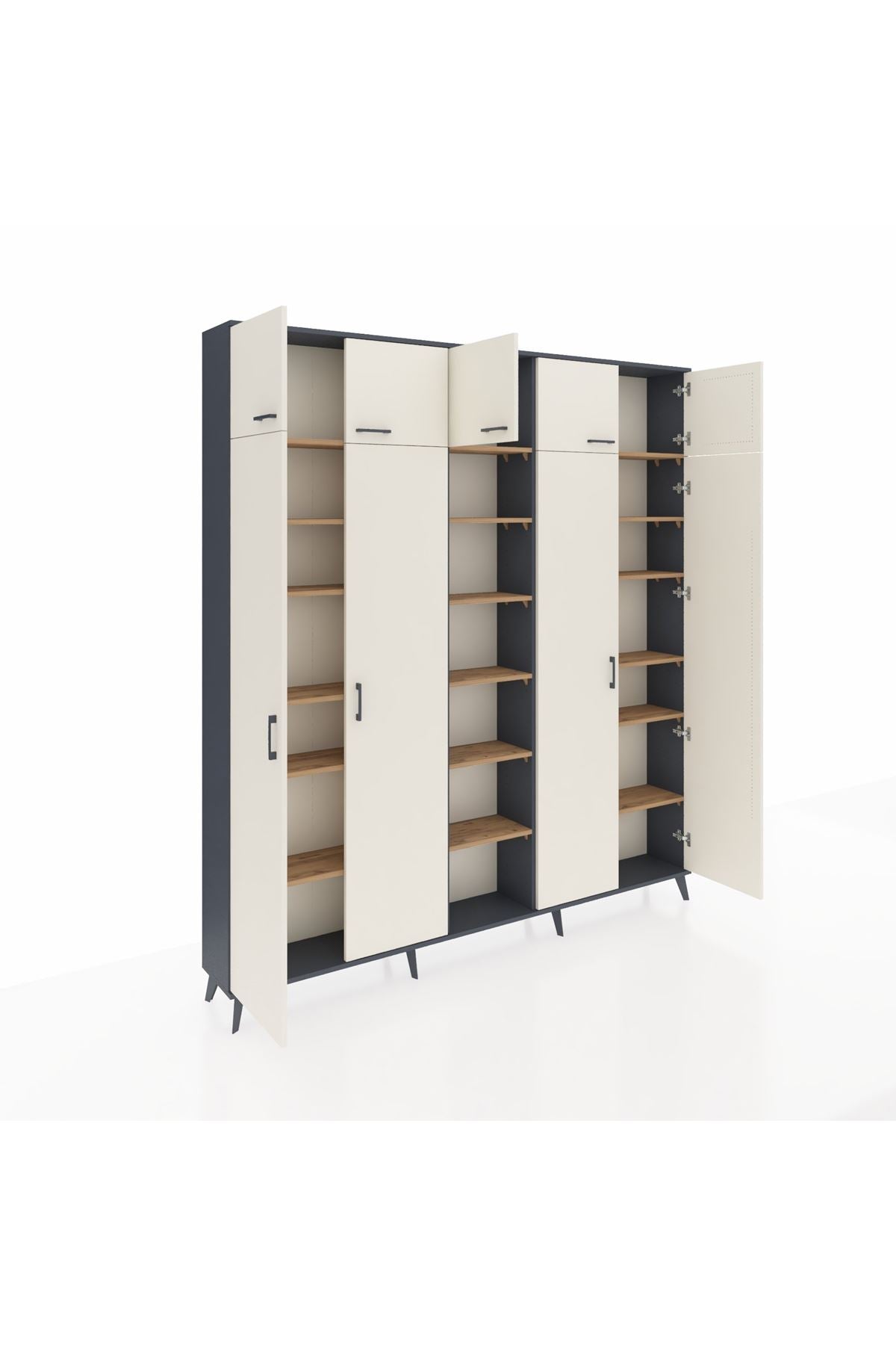 Arges Dolap 18 Raflı 9 Kapaklı 220x30x243 Antrasit-Aytaşı/Çam