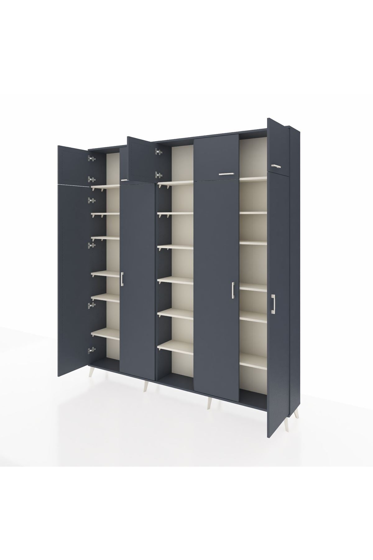 Arges Dolap 18 Raflı 9 Kapaklı 220x30x243 Antrasit-Antrasit/Aytaşı