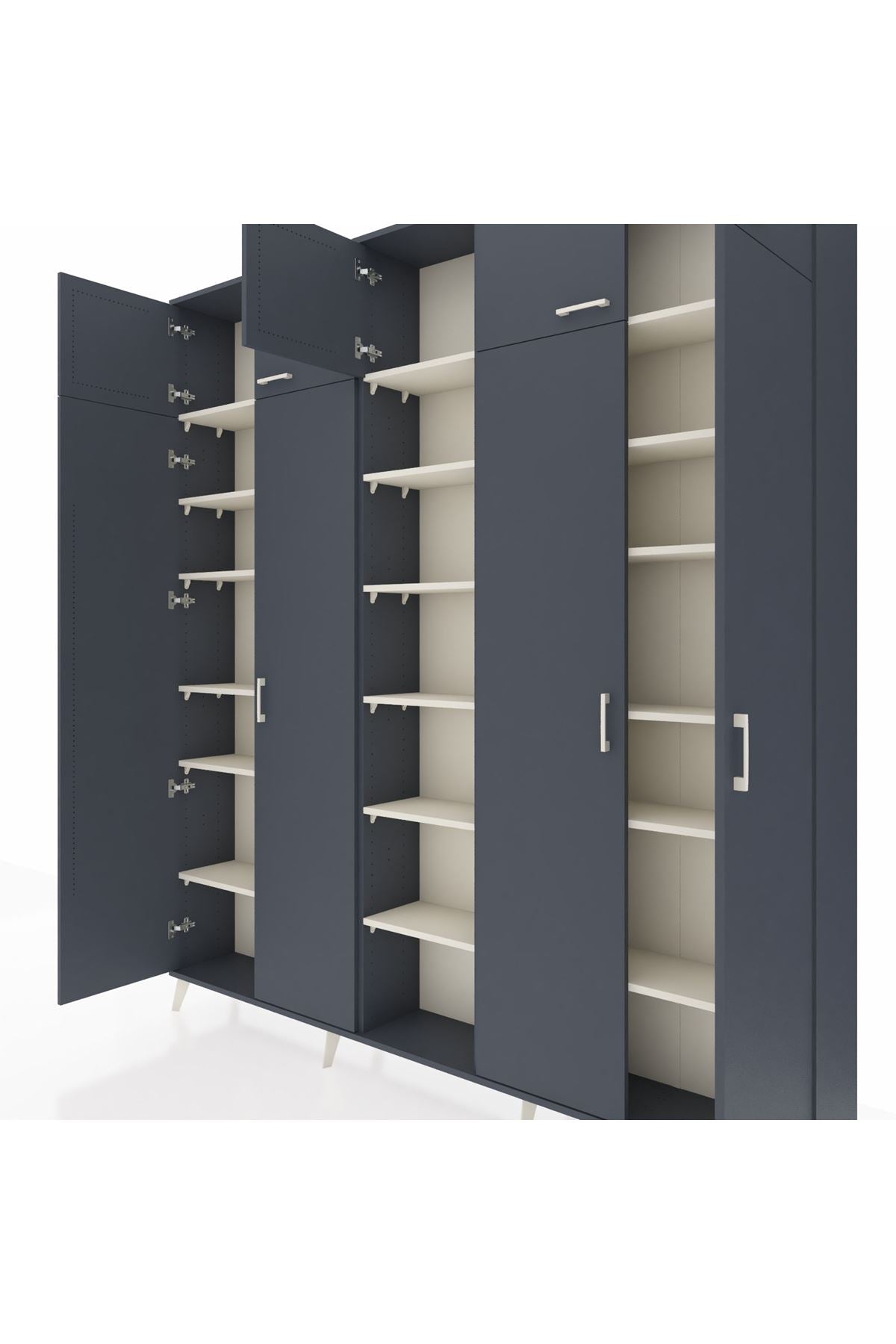 Arges Dolap 18 Raflı 9 Kapaklı 220x30x243 Antrasit-Antrasit/Aytaşı