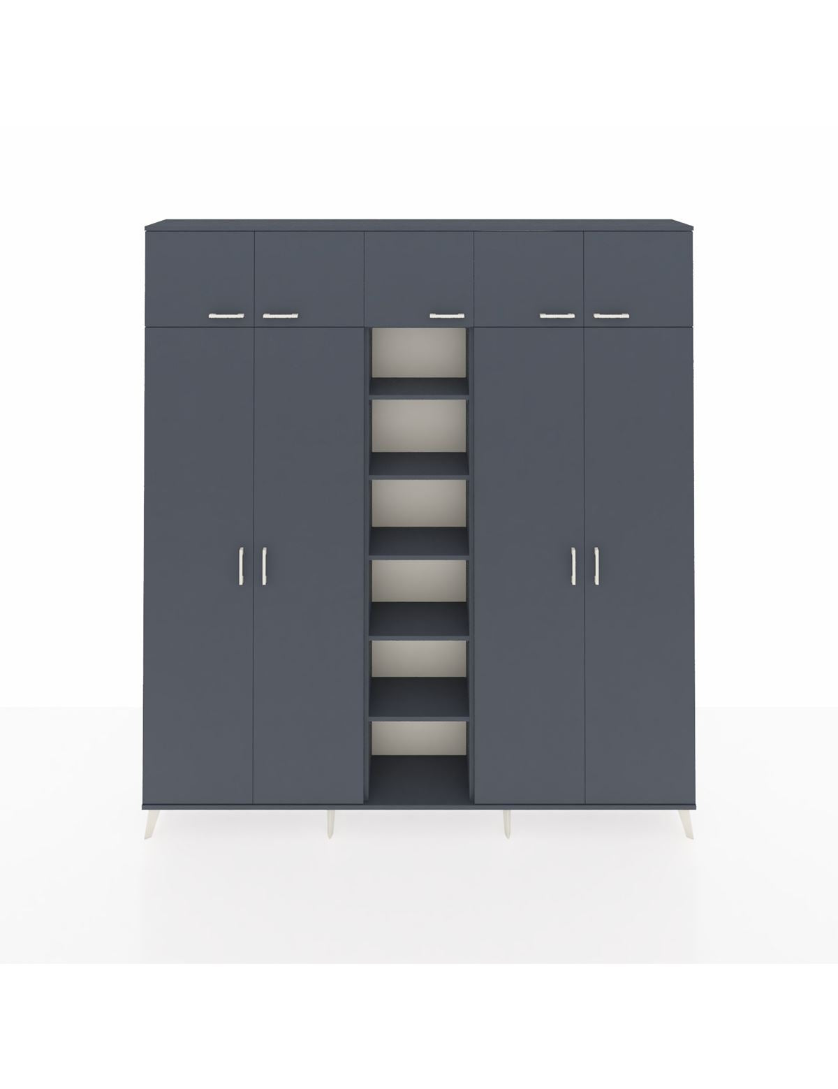 Arges Gardrop 18 Raflı 9 Kapaklı 220x30x243 Antrasit-Antrasit