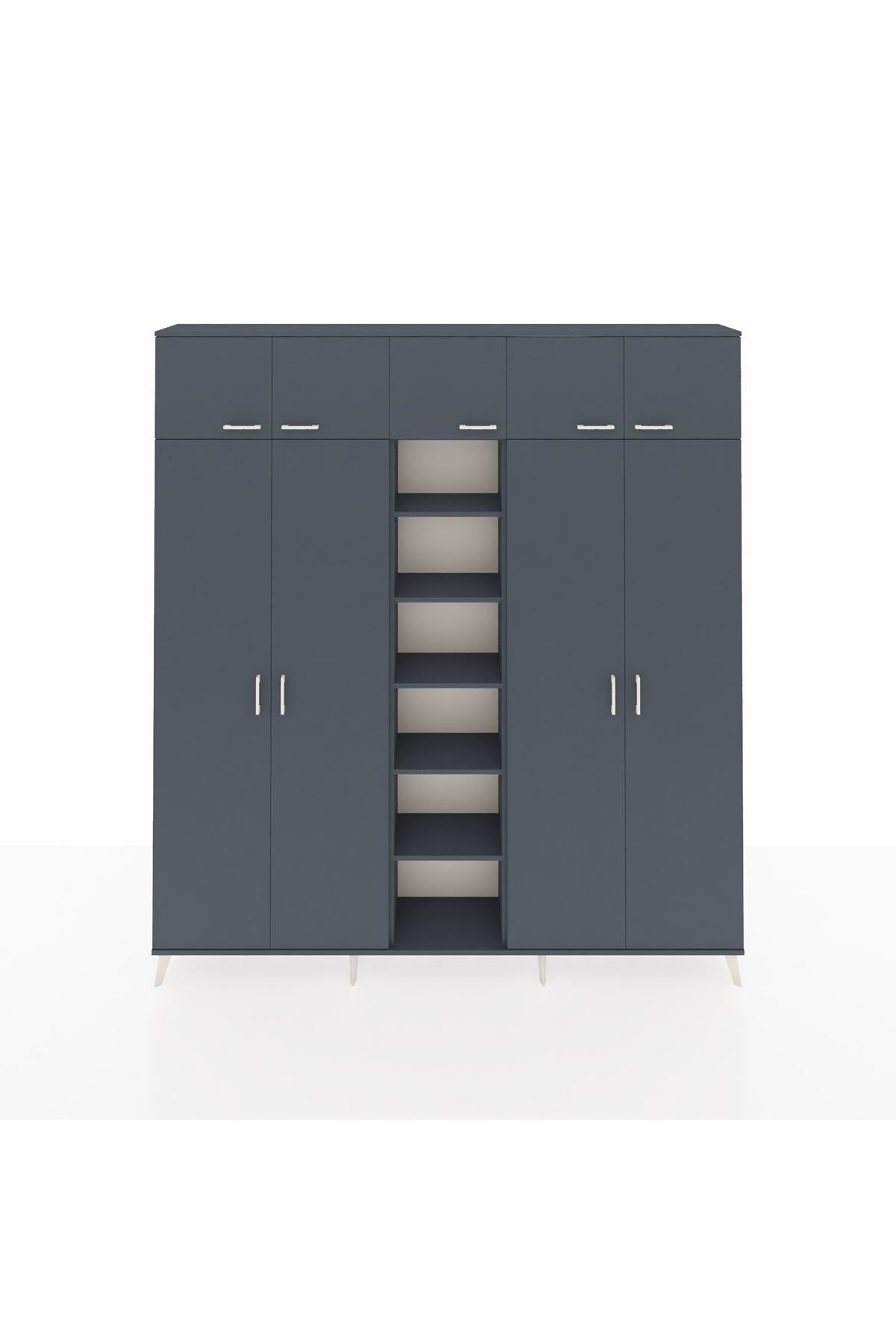 Arges Gardrop 18 Raflı 9 Kapaklı 220x30x243 Antrasit-Antrasit