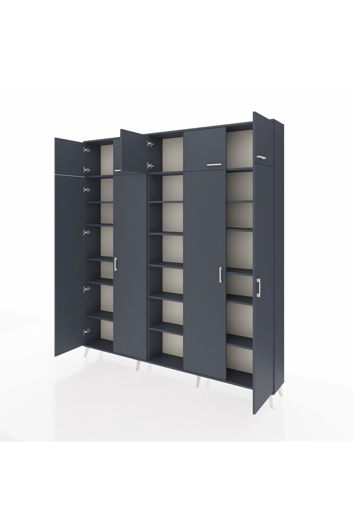 Arges Gardrop 18 Raflı 9 Kapaklı 220x30x243 Antrasit-Antrasit