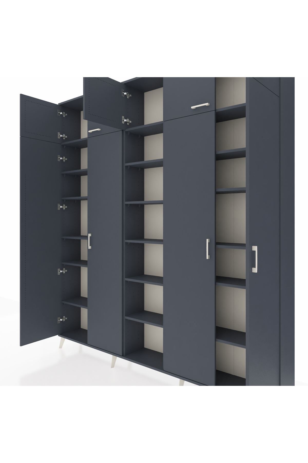 Arges Gardrop 18 Raflı 9 Kapaklı 220x30x243 Antrasit-Antrasit