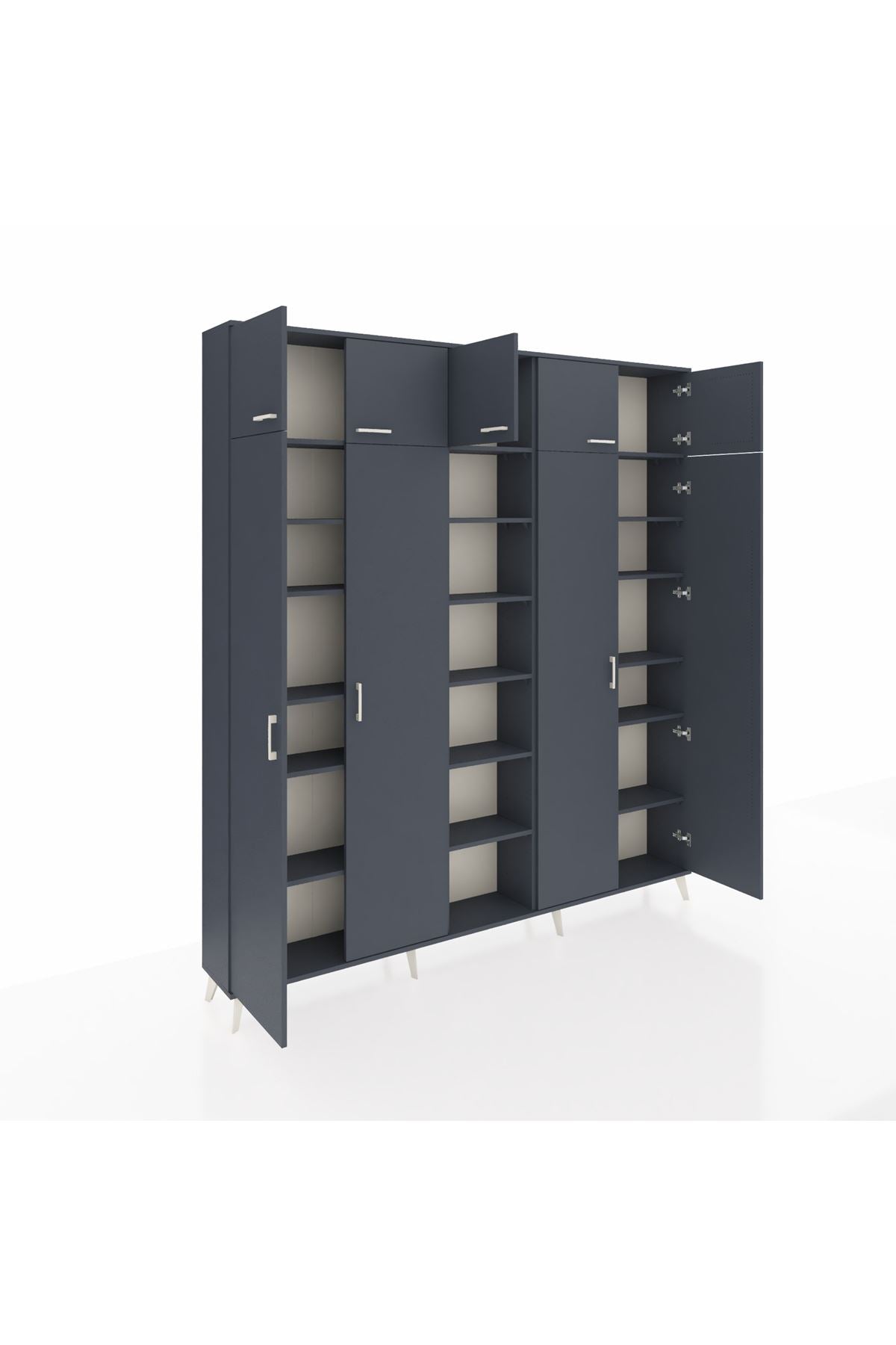 Arges Gardrop 18 Raflı 9 Kapaklı 220x30x243 Antrasit-Antrasit