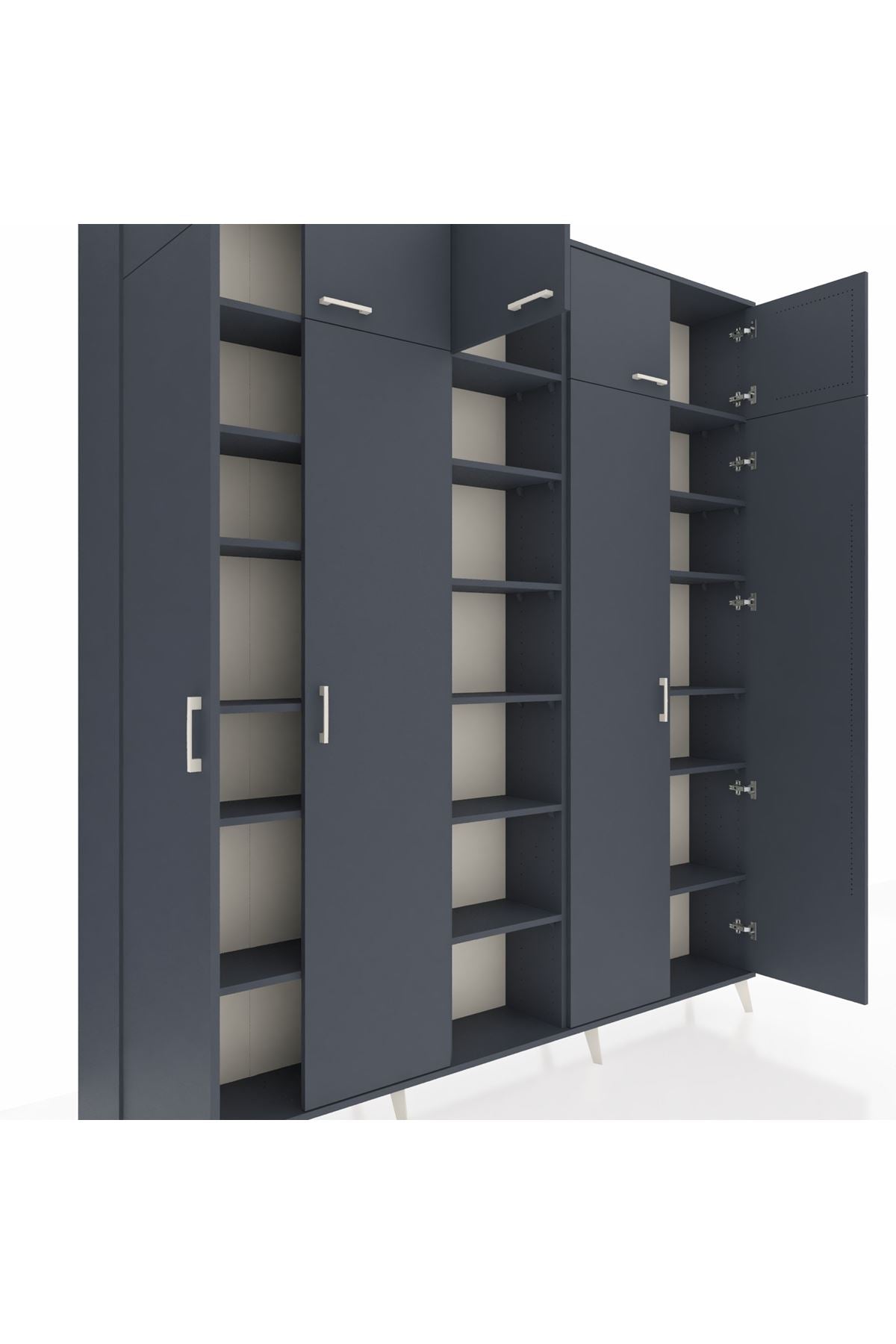 Arges Gardrop 18 Raflı 9 Kapaklı 220x30x243 Antrasit-Antrasit