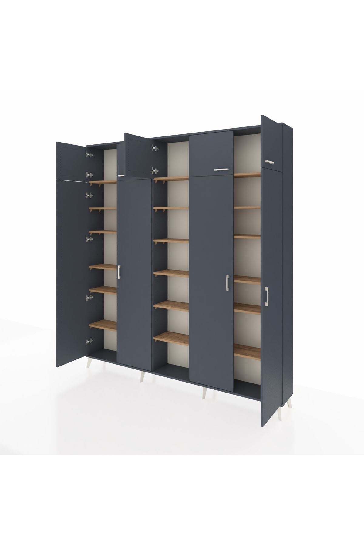 Arges Dolap 18 Raflı 9 Kapaklı 220x30x243 Antrasit-Antrasit/Çam