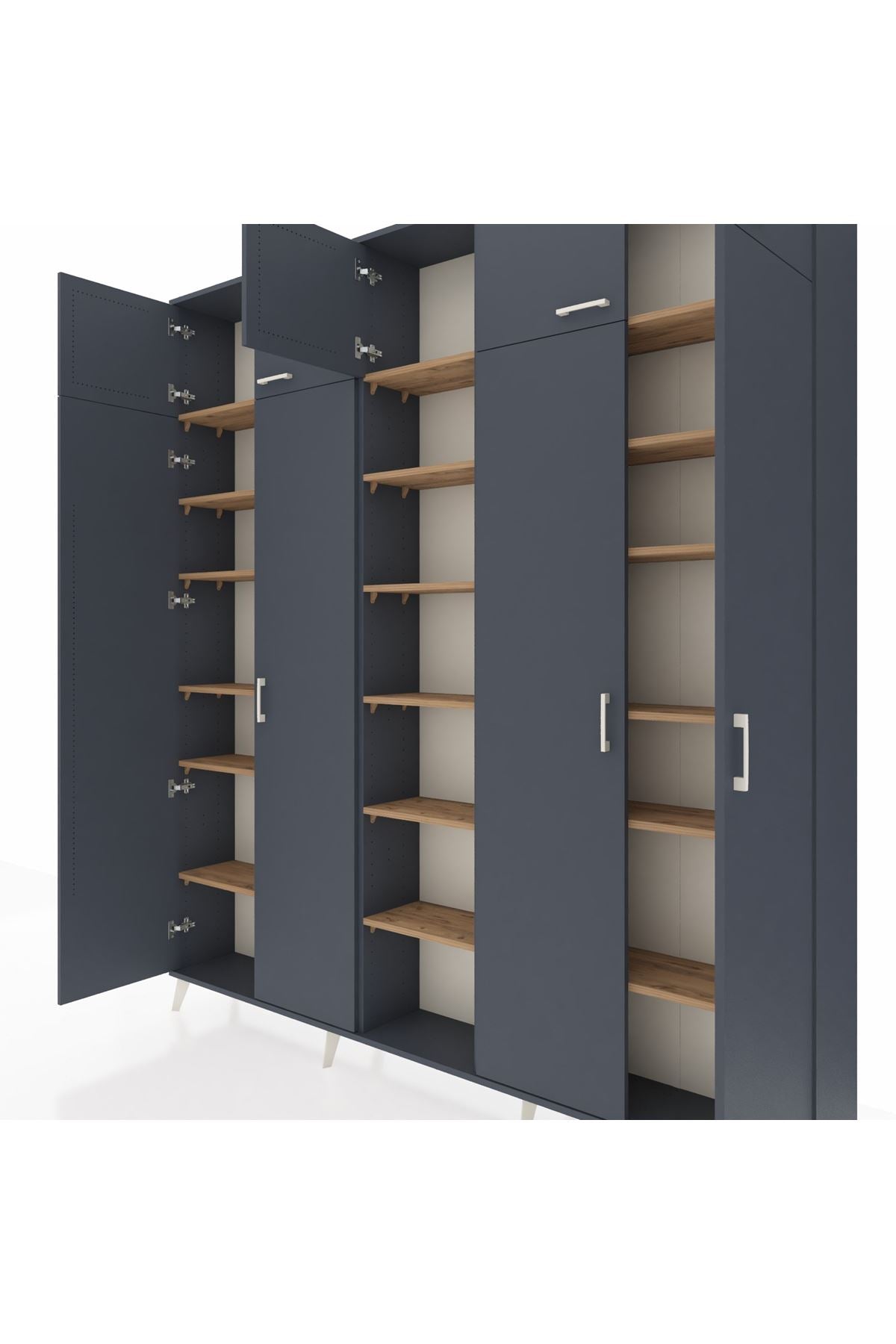 Arges Dolap 18 Raflı 9 Kapaklı 220x30x243 Antrasit-Antrasit/Çam