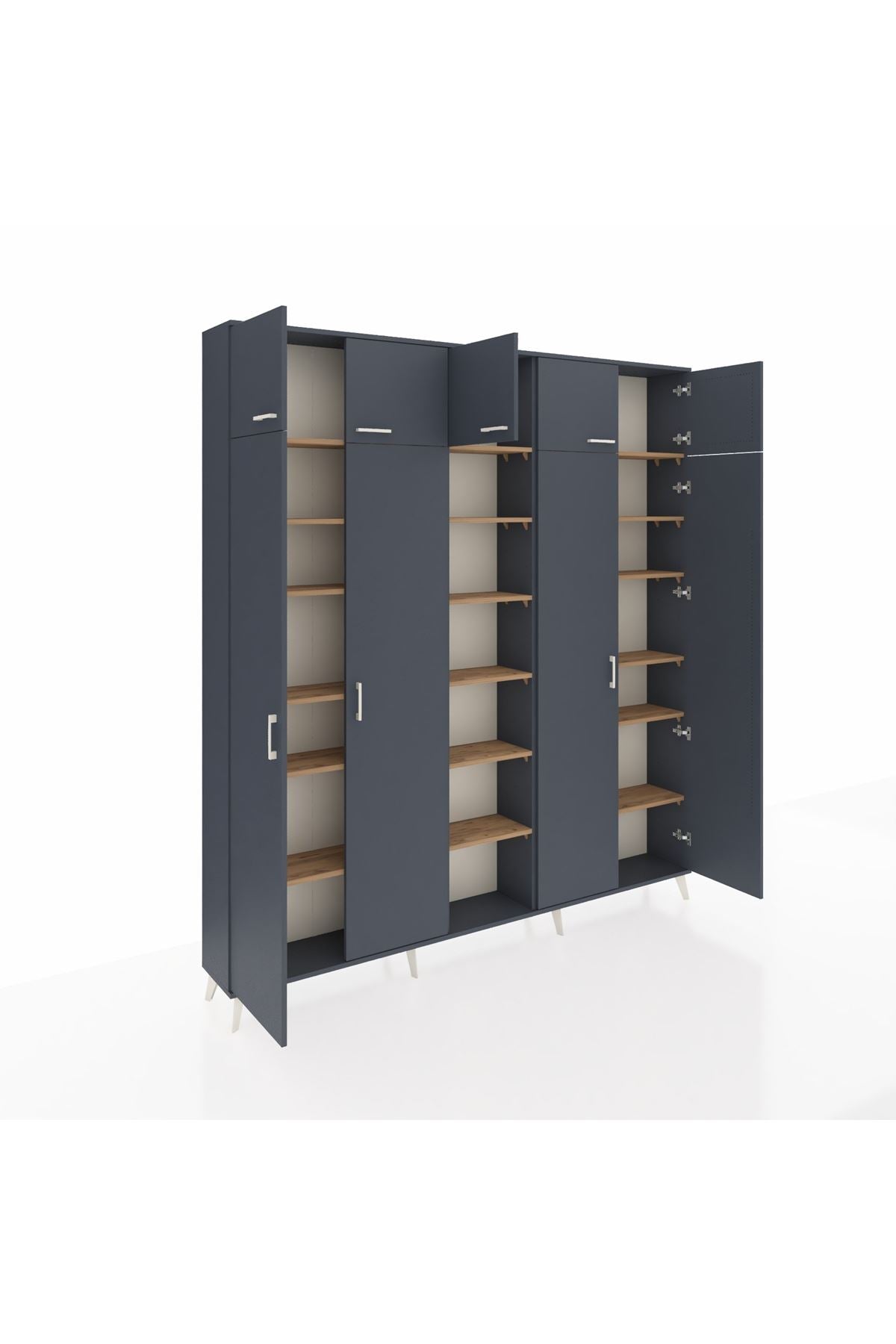 Arges Dolap 18 Raflı 9 Kapaklı 220x30x243 Antrasit-Antrasit/Çam