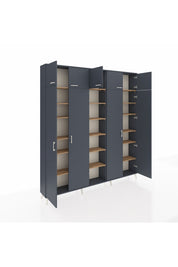 Arges Dolap 18 Raflı 9 Kapaklı 220x30x243 Antrasit-Antrasit/Çam