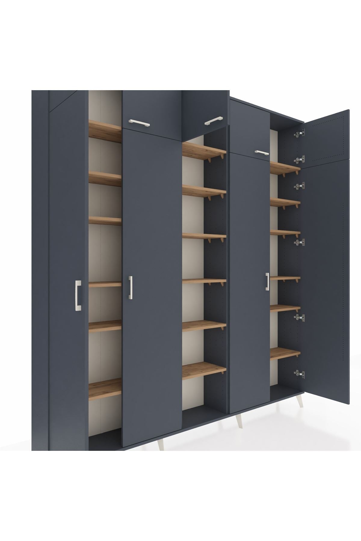 Arges Dolap 18 Raflı 9 Kapaklı 220x30x243 Antrasit-Antrasit/Çam