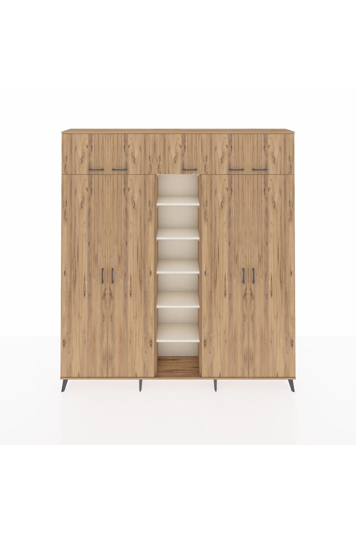 Arges Dolap 18 Raflı 9 Kapaklı 220x30x243 Çam-Çam/Aytaşı