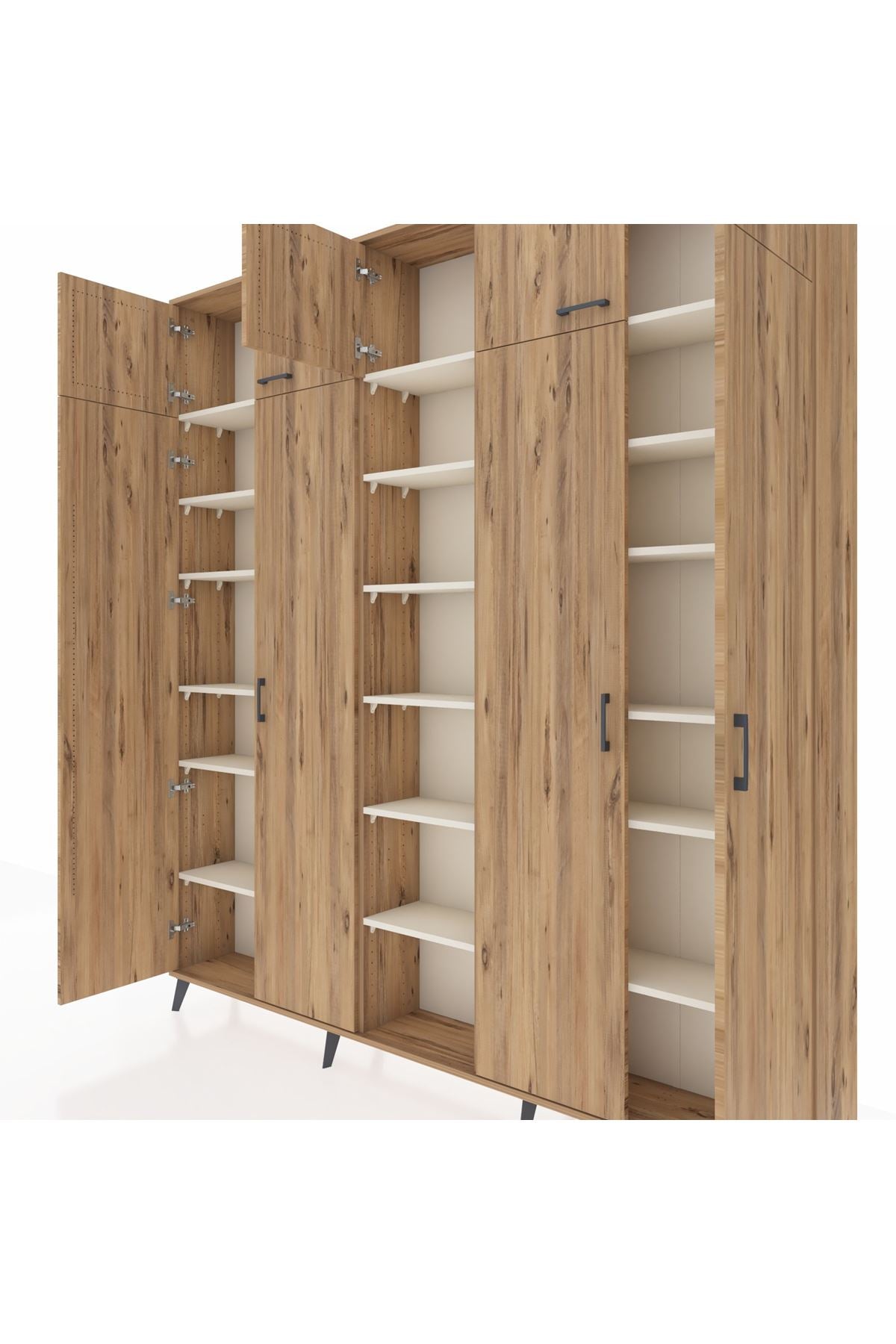 Arges Dolap 18 Raflı 9 Kapaklı 220x30x243 Çam-Çam/Aytaşı