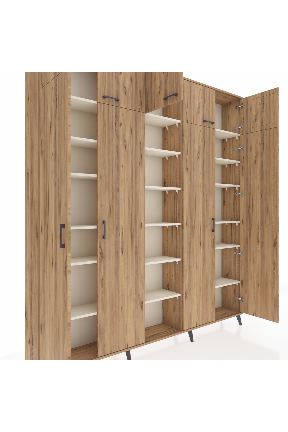 Arges Dolap 18 Raflı 9 Kapaklı 220x30x243 Çam-Çam/Aytaşı