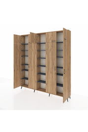 Arges Dolap 18 Raflı 9 Kapaklı 220x30x243 Çam-Çam/Antrasit