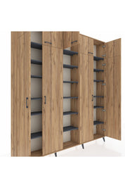 Arges Dolap 18 Raflı 9 Kapaklı 220x30x243 Çam-Çam/Antrasit