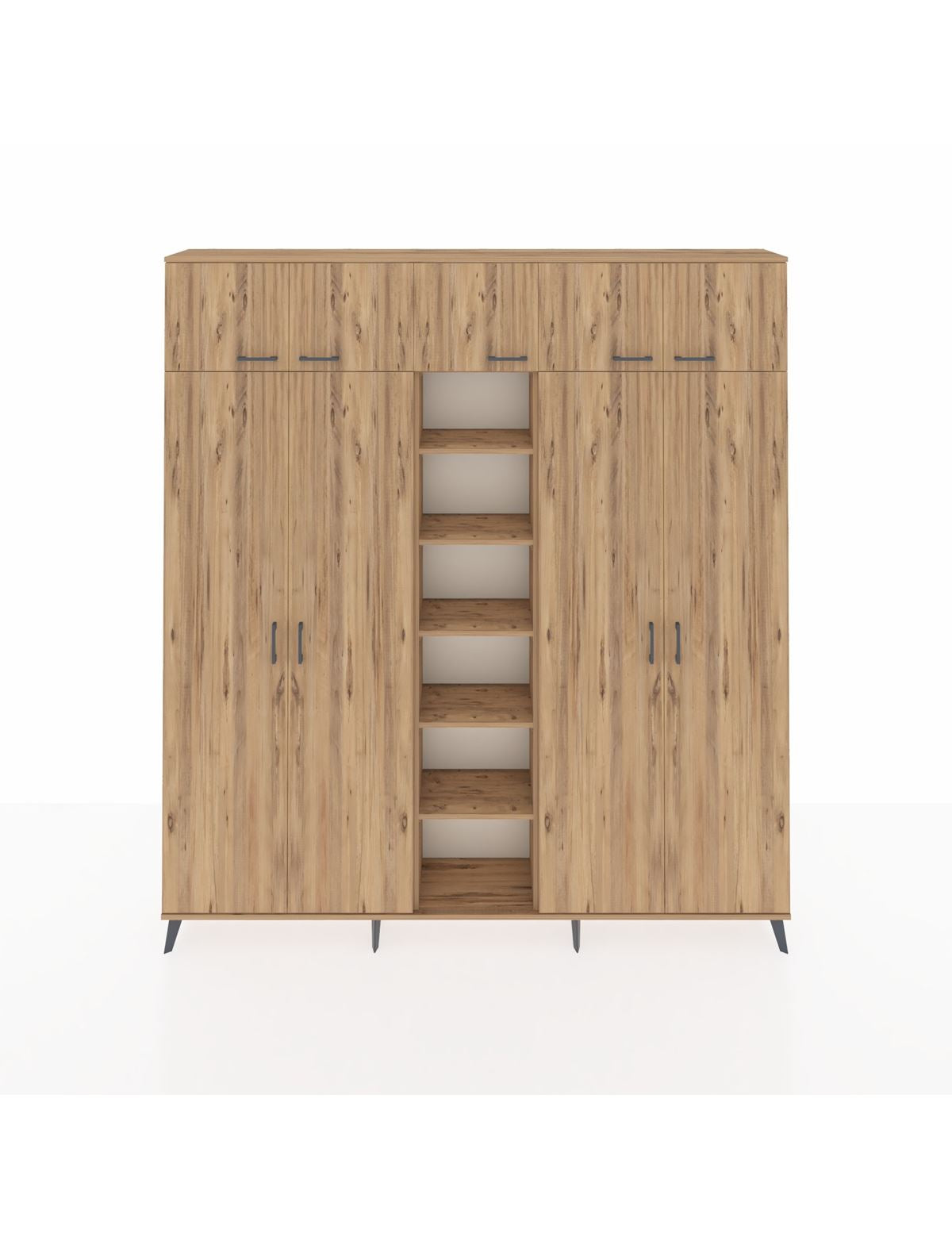 Arges Gardrop 18 Raflı 9 Kapaklı 220x30x243 Çam-Çam