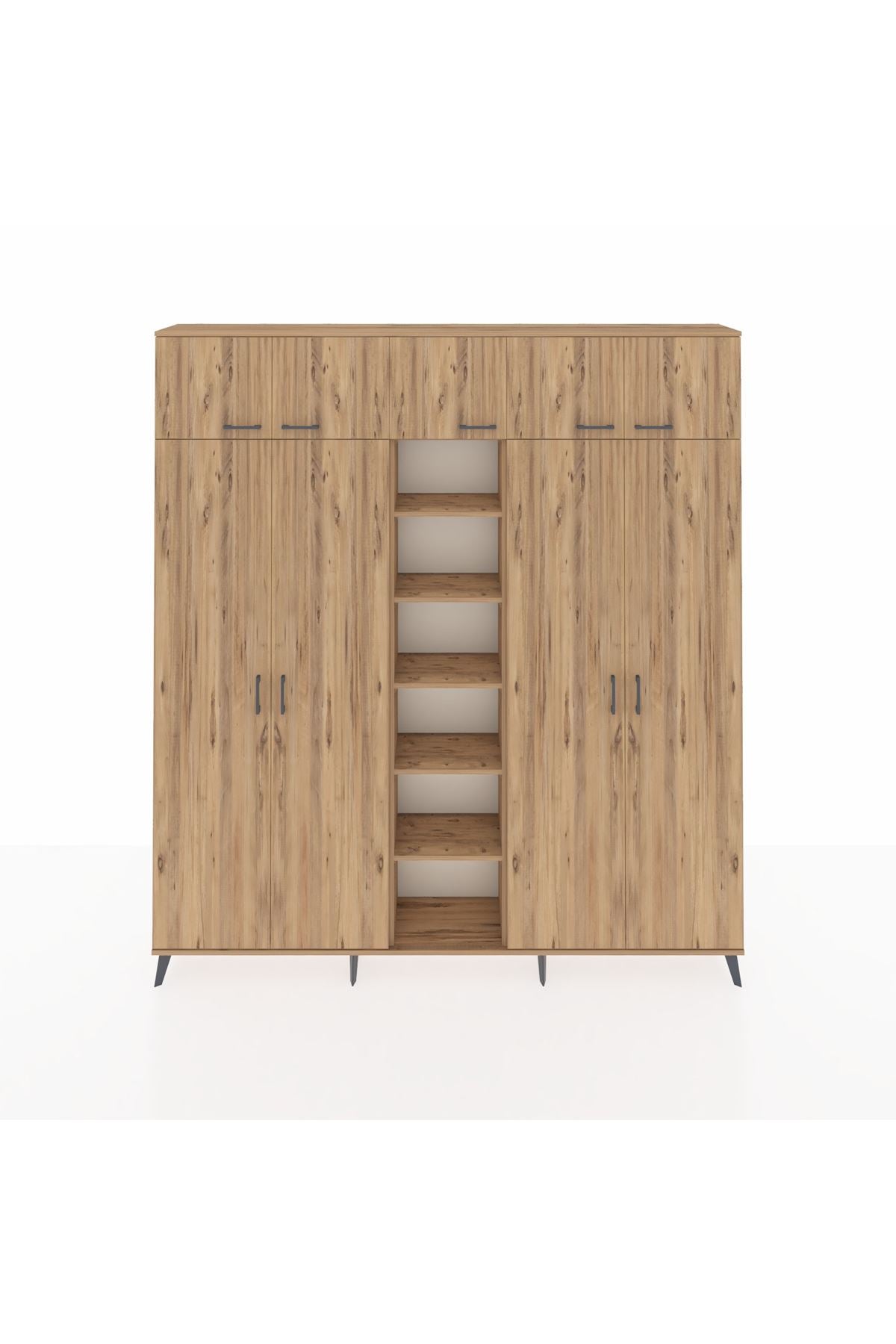 Arges Gardrop 18 Raflı 9 Kapaklı 220x30x243 Çam-Çam