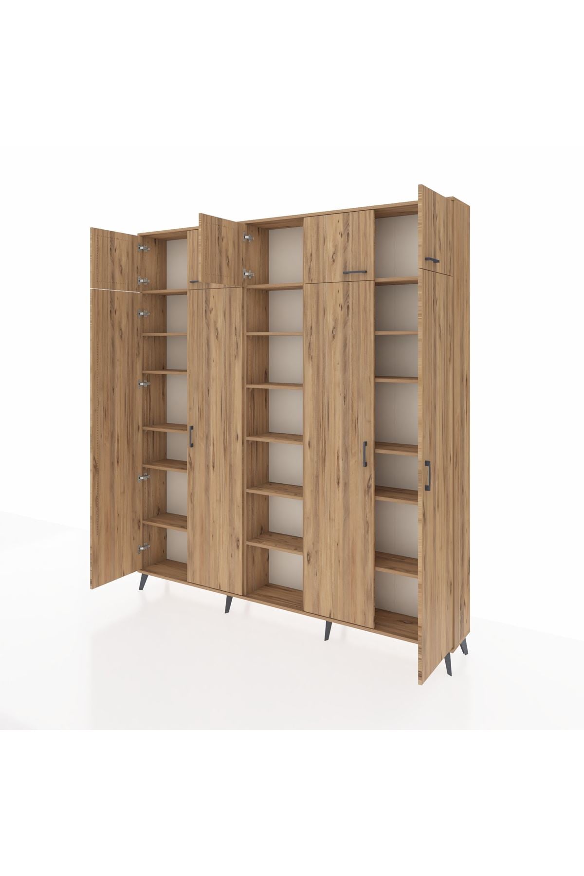 Arges Gardrop 18 Raflı 9 Kapaklı 220x30x243 Çam-Çam