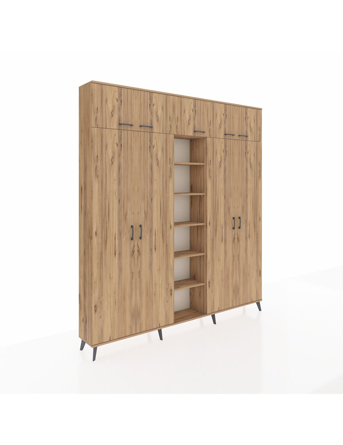 Arges Gardrop 18 Raflı 9 Kapaklı 220x30x243 Çam-Çam