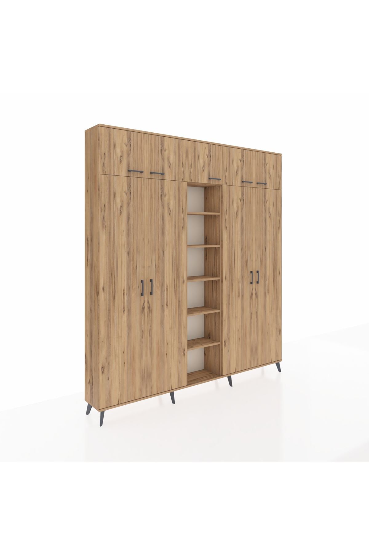 Arges Gardrop 18 Raflı 9 Kapaklı 220x30x243 Çam-Çam