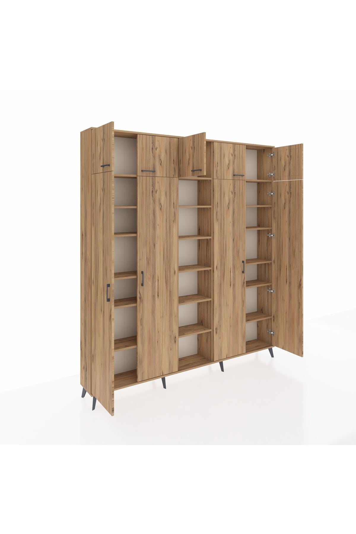 Arges Gardrop 18 Raflı 9 Kapaklı 220x30x243 Çam-Çam