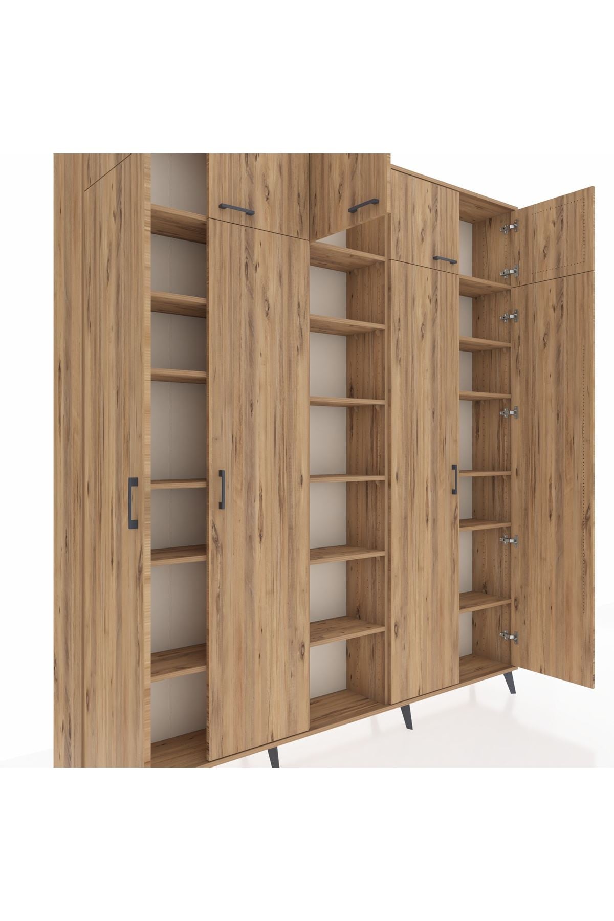 Arges Gardrop 18 Raflı 9 Kapaklı 220x30x243 Çam-Çam