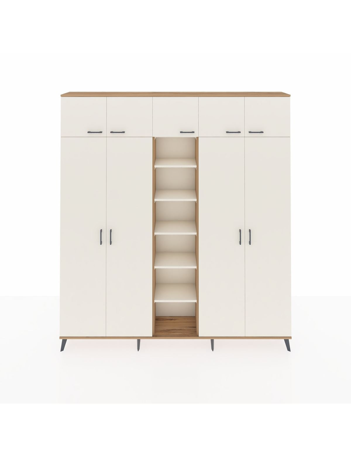 Arges Gardrop 18 Raflı 9 Kapaklı 220x30x243 Çam-Aytaşı