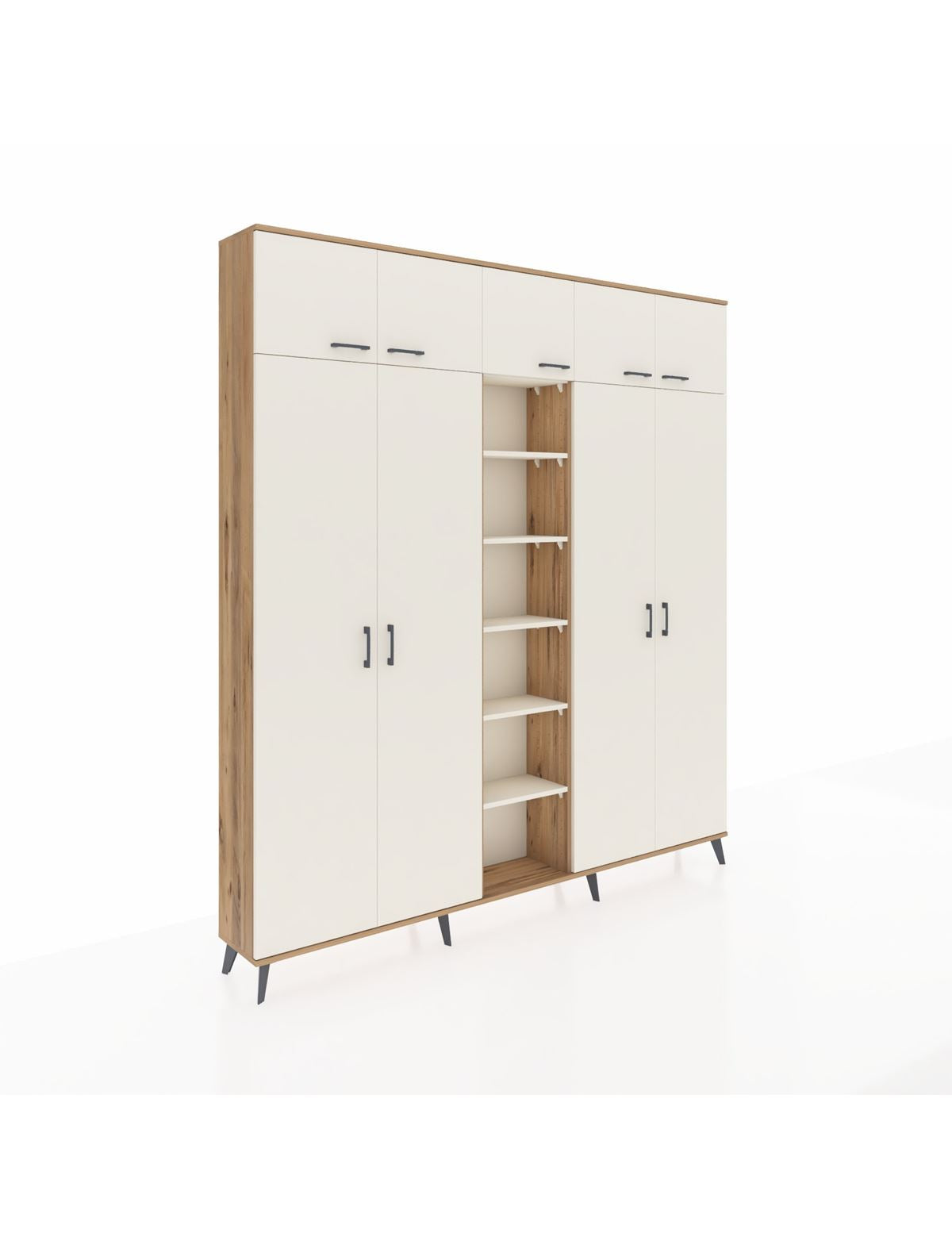 Arges Gardrop 18 Raflı 9 Kapaklı 220x30x243 Çam-Aytaşı