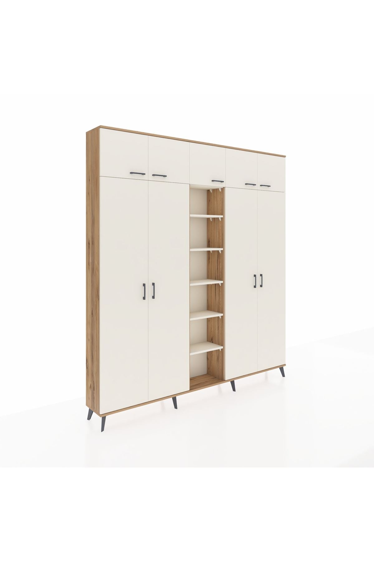 Arges Gardrop 18 Raflı 9 Kapaklı 220x30x243 Çam-Aytaşı