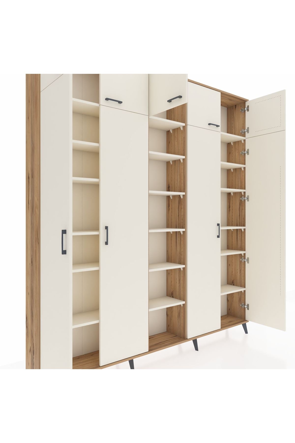 Arges Gardrop 18 Raflı 9 Kapaklı 220x30x243 Çam-Aytaşı