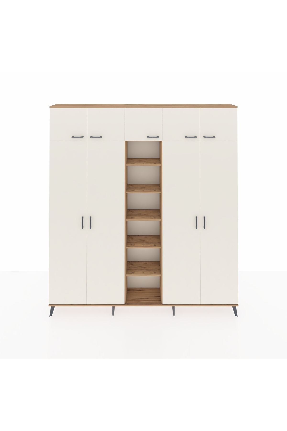 Arges Dolap 18 Raflı 9 Kapaklı 220x30x243 Çam-Aytaşı/Çam