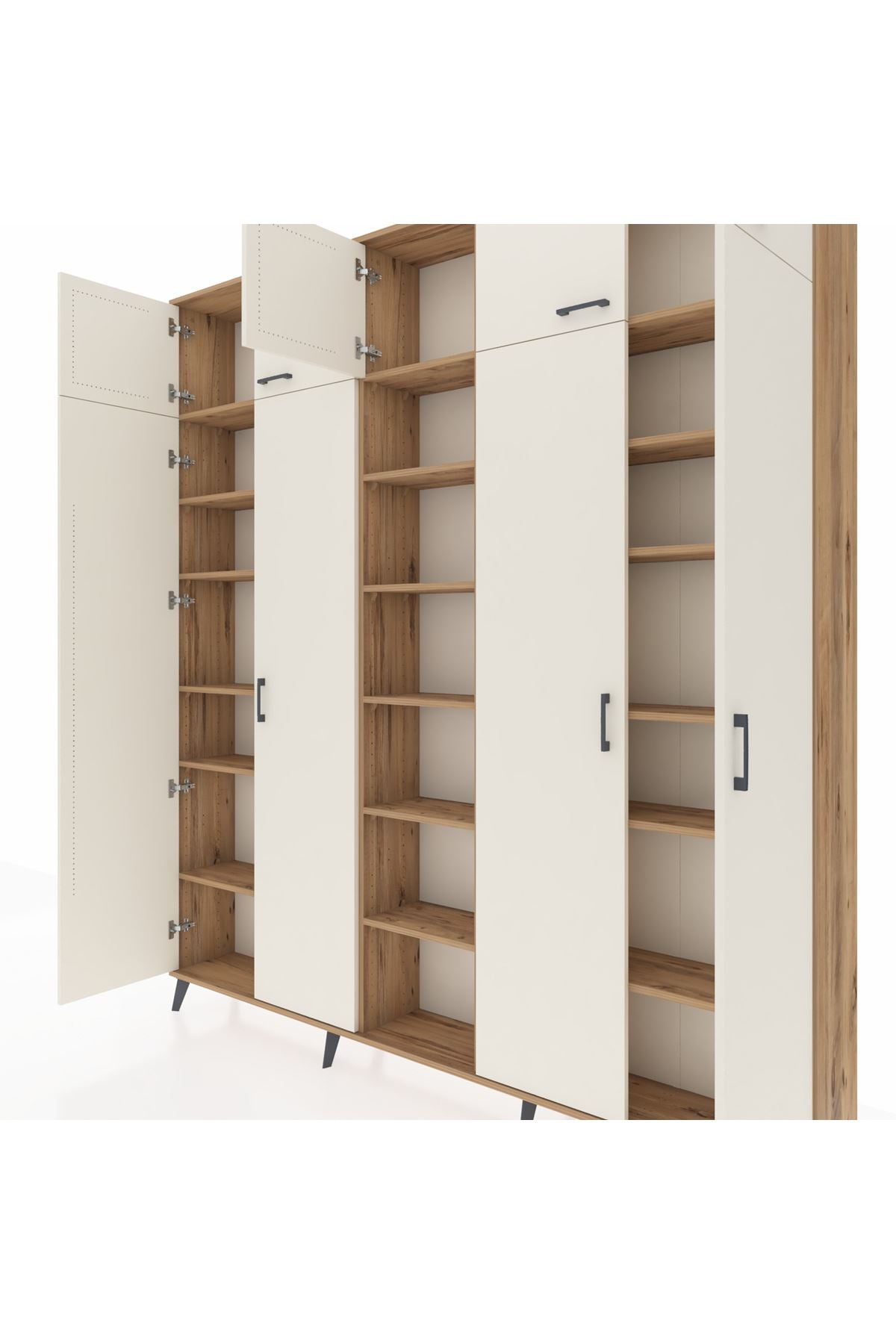 Arges Dolap 18 Raflı 9 Kapaklı 220x30x243 Çam-Aytaşı/Çam