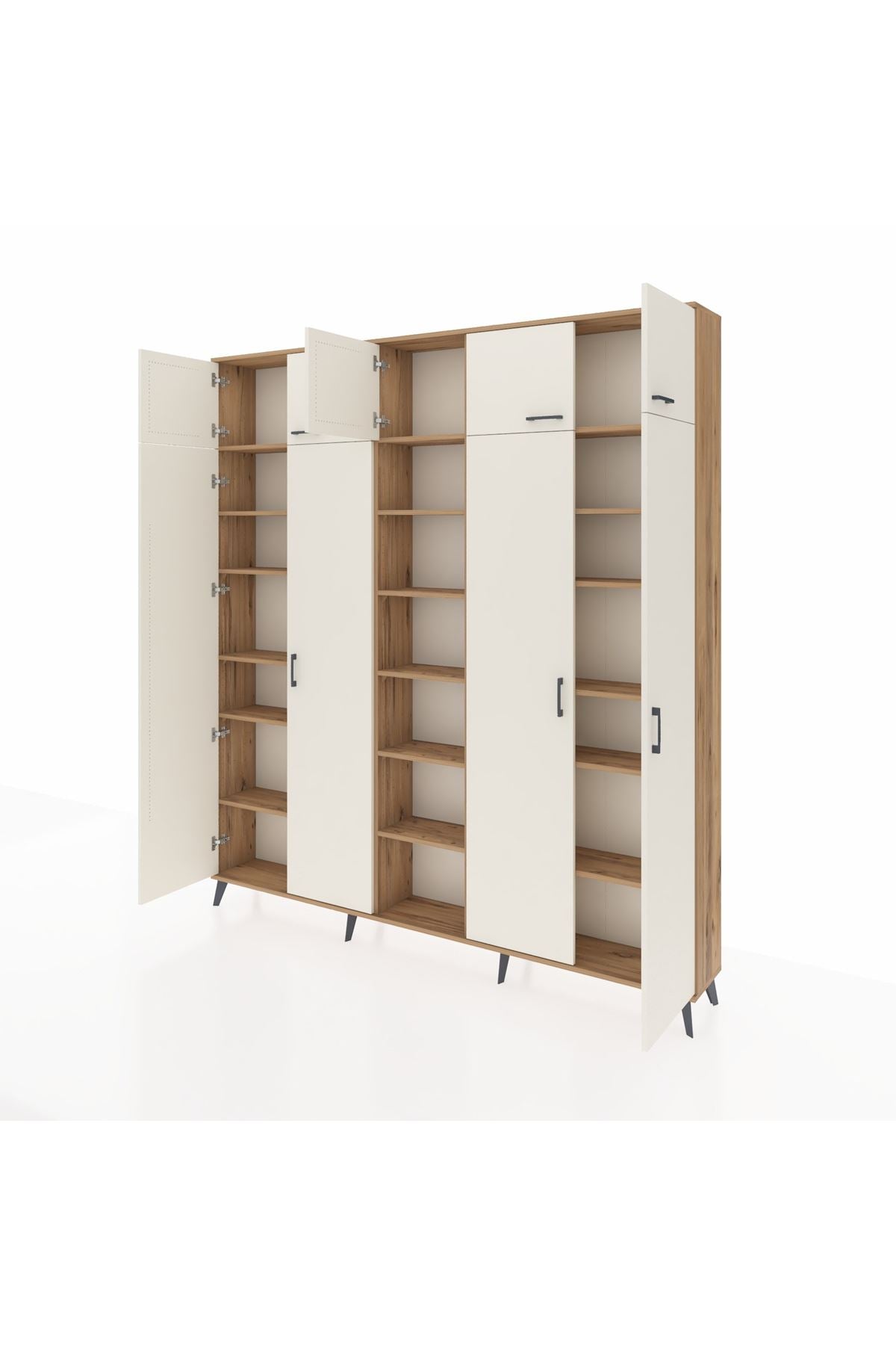 Arges Dolap 18 Raflı 9 Kapaklı 220x30x243 Çam-Aytaşı/Çam