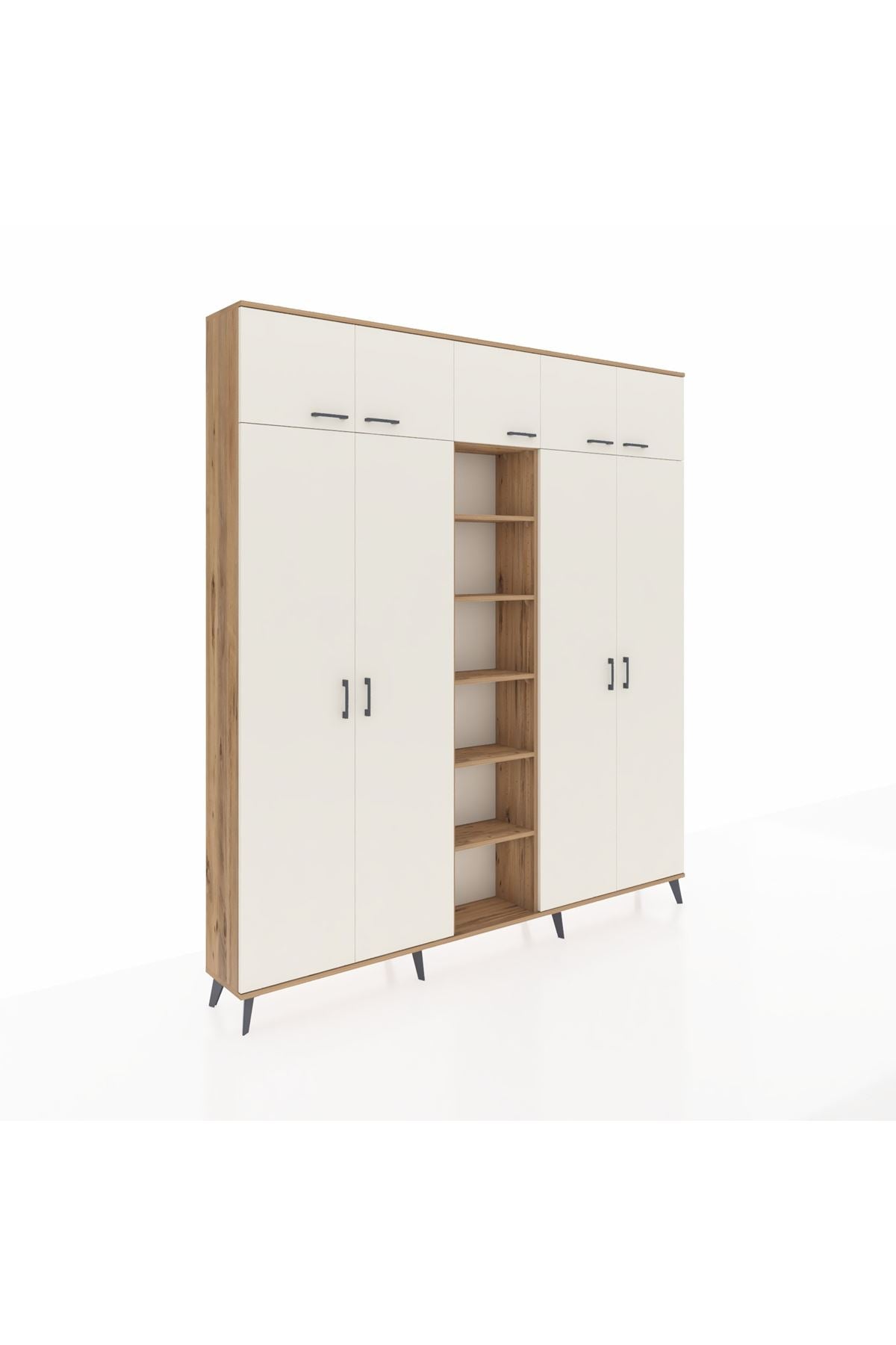 Arges Dolap 18 Raflı 9 Kapaklı 220x30x243 Çam-Aytaşı/Çam