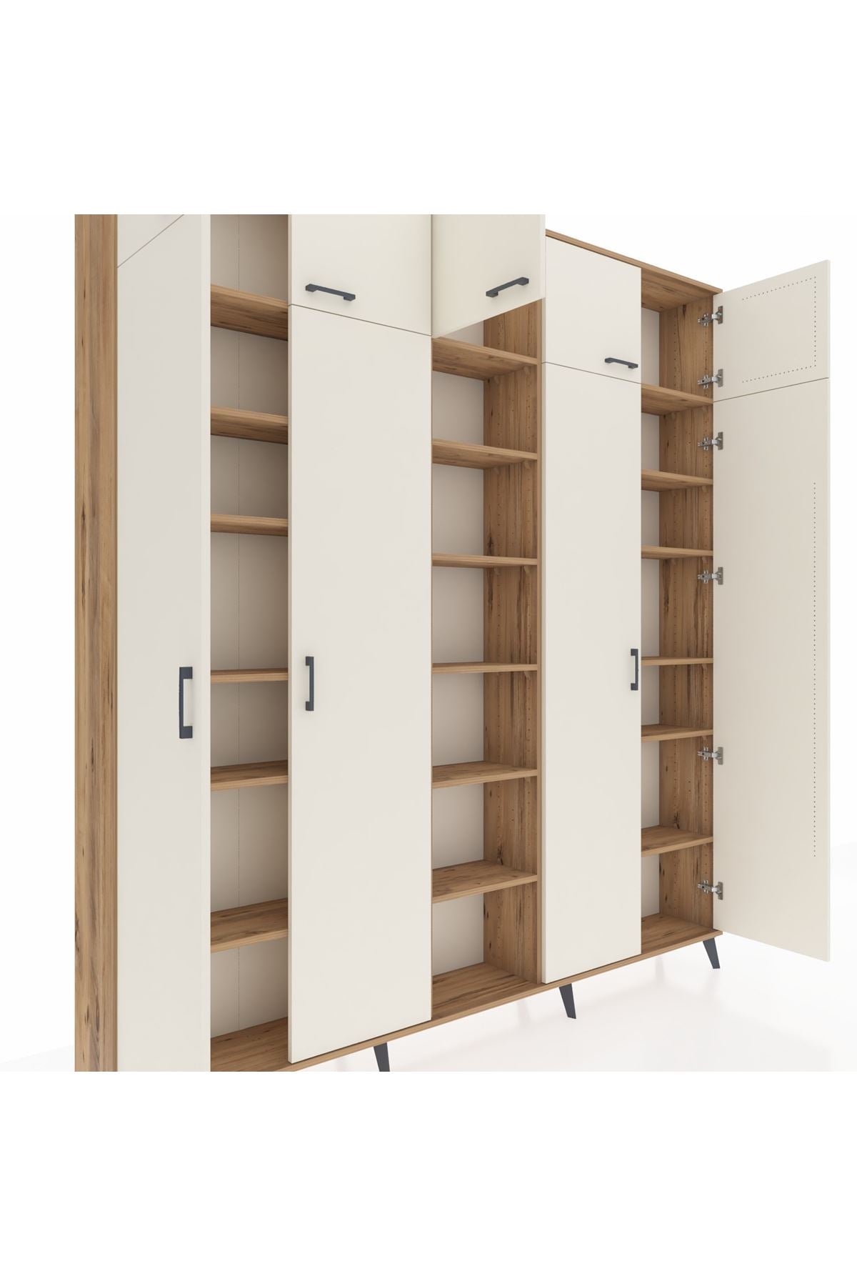 Arges Dolap 18 Raflı 9 Kapaklı 220x30x243 Çam-Aytaşı/Çam