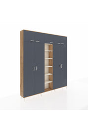 Arges Dolap 18 Raflı 9 Kapaklı 220x30x243 Çam-Antrasit/Aytaşı