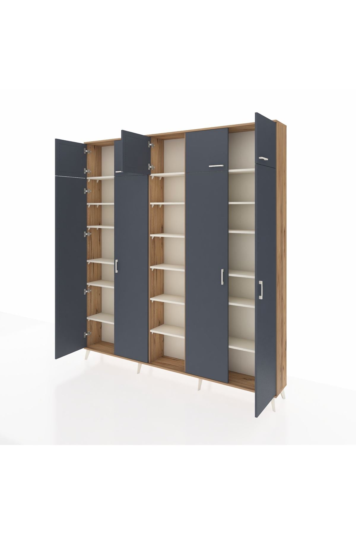 Arges Dolap 18 Raflı 9 Kapaklı 220x30x243 Çam-Antrasit/Aytaşı