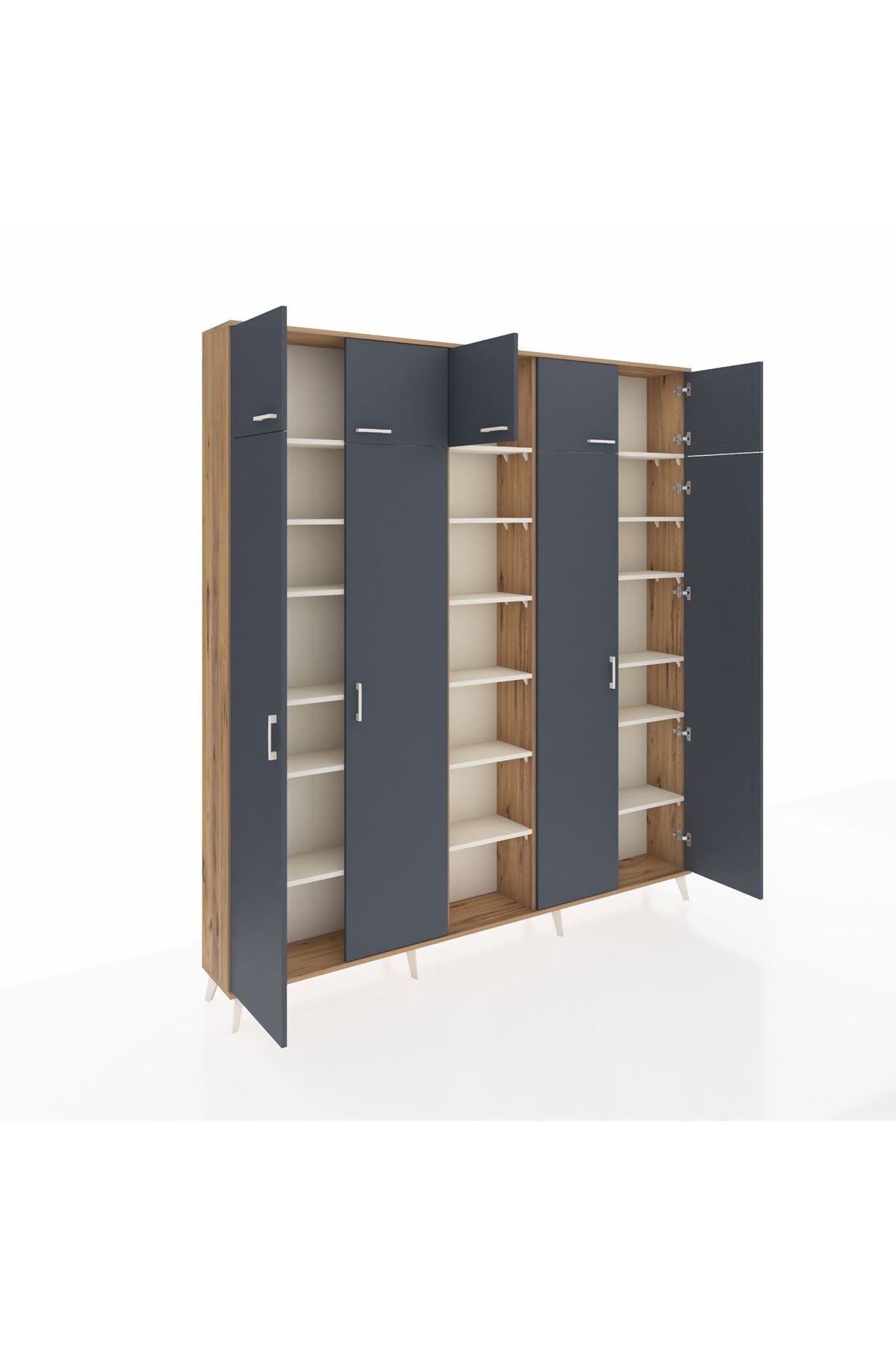 Arges Dolap 18 Raflı 9 Kapaklı 220x30x243 Çam-Antrasit/Aytaşı