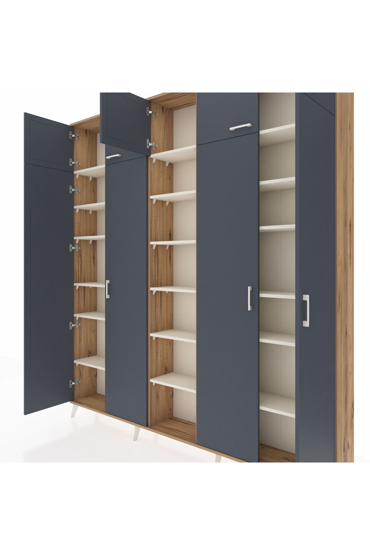 Arges Dolap 18 Raflı 9 Kapaklı 220x30x243 Çam-Antrasit/Aytaşı