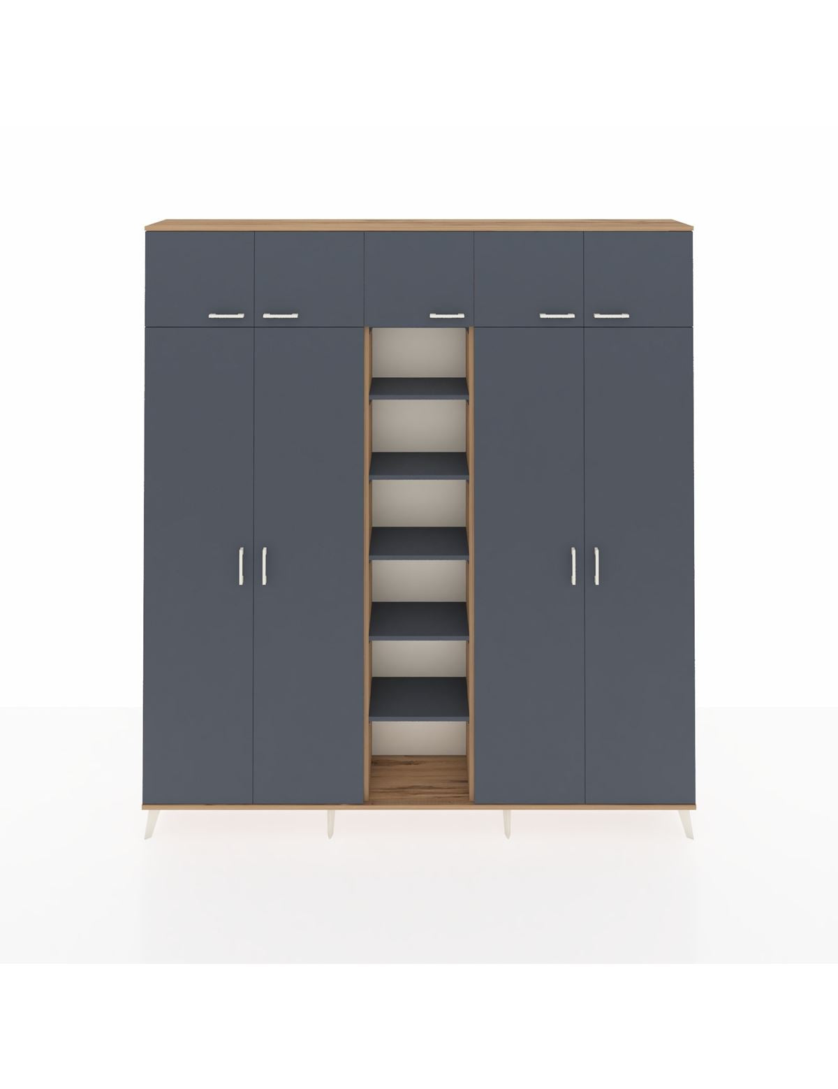 Arges Gardrop 18 Raflı 9 Kapaklı 220x30x243 Çam-Antrasit