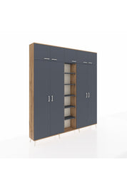 Arges Gardrop 18 Raflı 9 Kapaklı 220x30x243 Çam-Antrasit