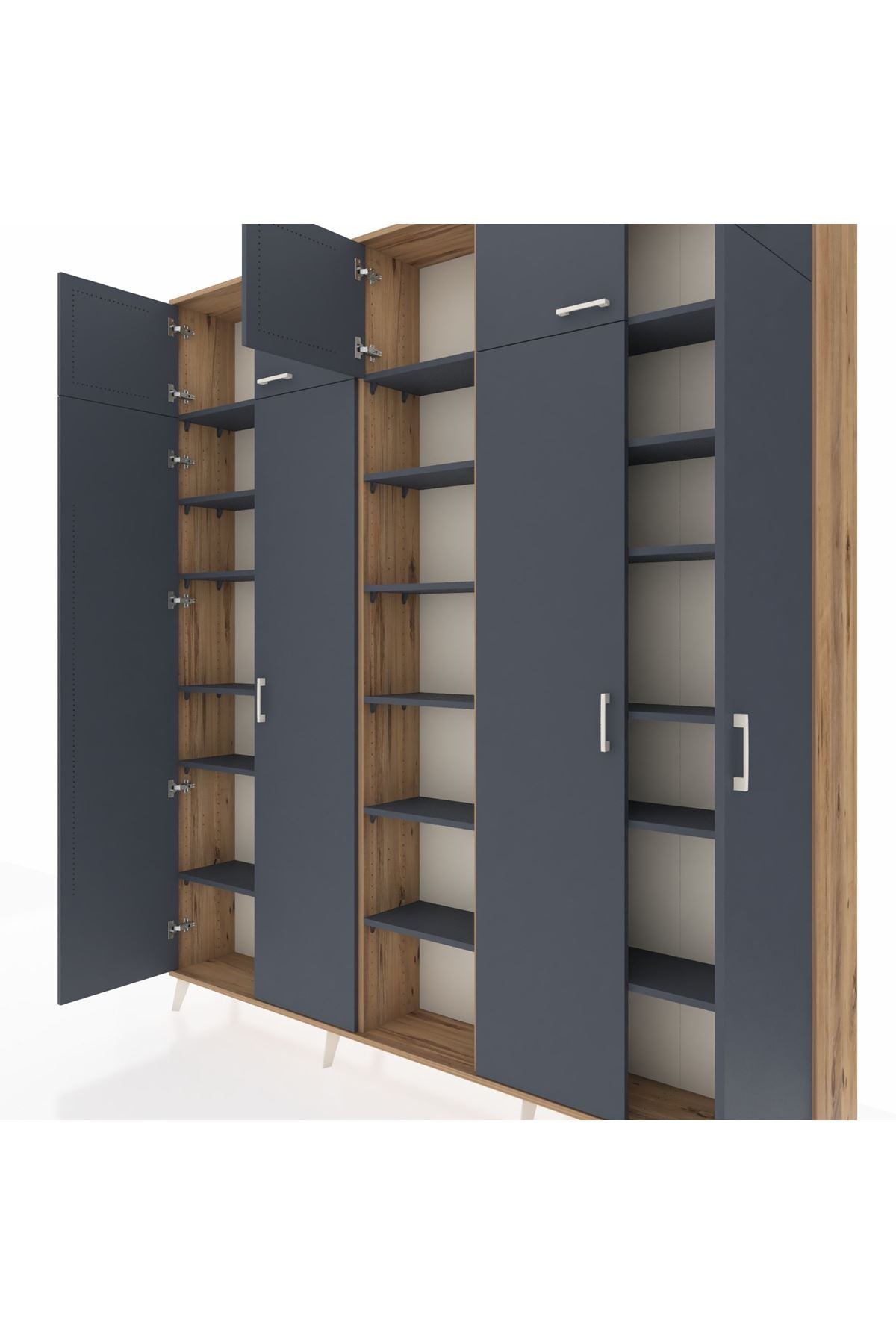 Arges Gardrop 18 Raflı 9 Kapaklı 220x30x243 Çam-Antrasit