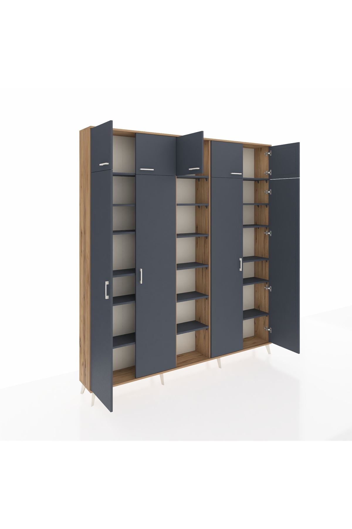 Arges Gardrop 18 Raflı 9 Kapaklı 220x30x243 Çam-Antrasit