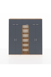 Arges Dolap 18 Raflı 9 Kapaklı 220x30x243 Çam-Antrasit/Çam