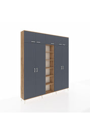 Arges Dolap 18 Raflı 9 Kapaklı 220x30x243 Çam-Antrasit/Çam