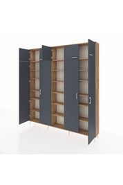 Arges Dolap 18 Raflı 9 Kapaklı 220x30x243 Çam-Antrasit/Çam