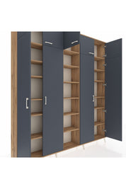 Arges Dolap 18 Raflı 9 Kapaklı 220x30x243 Çam-Antrasit/Çam