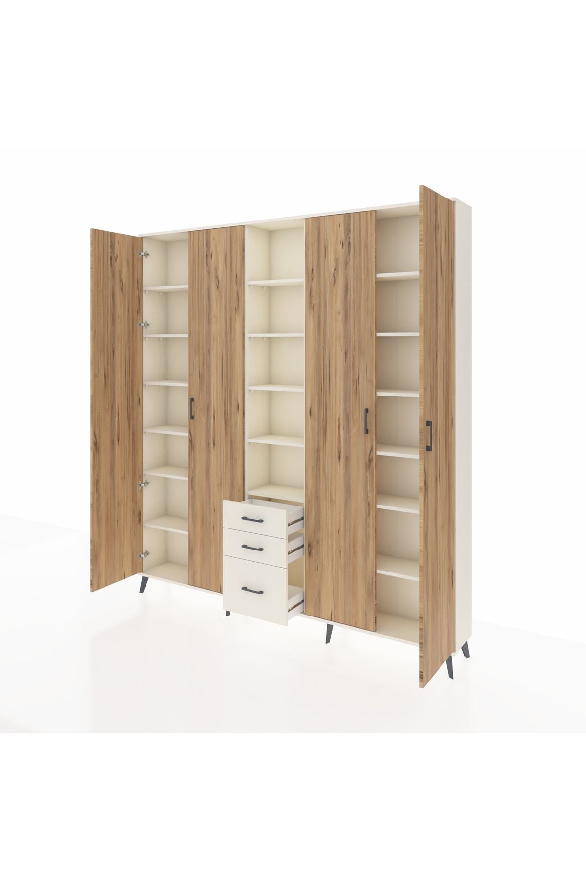 Arges Dolap 17 Raflı 3 Çekmeceli 4 Kapaklı 220x30x243 Aytaşı-Çam/Aytaşı