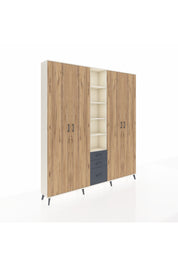 Arges Dolap 17 Raflı 3 Çekmeceli 4 Kapaklı 220x30x243 Aytaşı-Çam/Antrasit